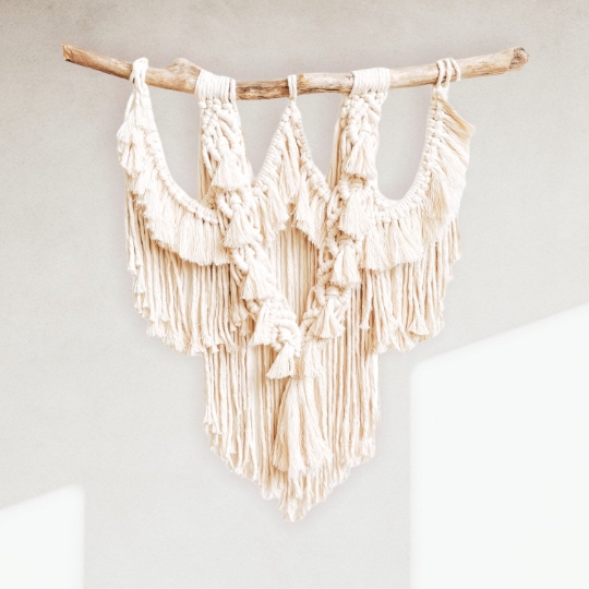 Large Beige Macramé Wall Hanging/