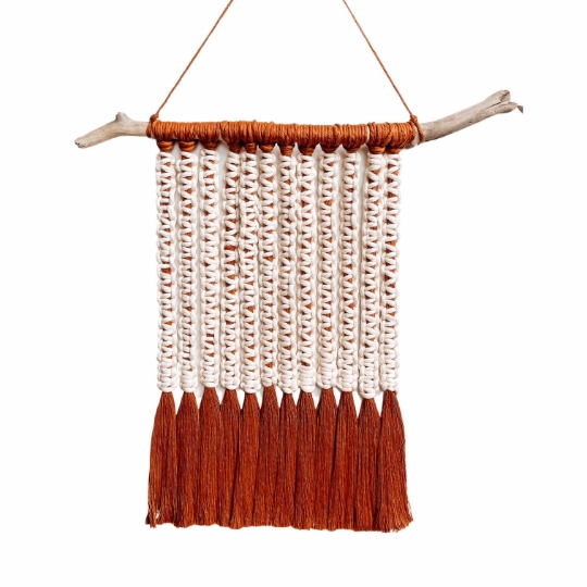 Braided Dark Rust Colored Driftwood Macramé picture