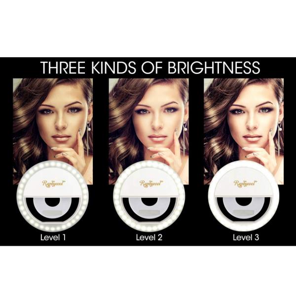 3 mode LED selfie light clip white picture