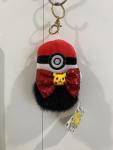 Poke ball fuzz keychain