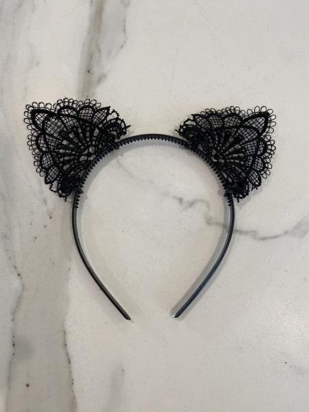 Black lace fabric cat ears