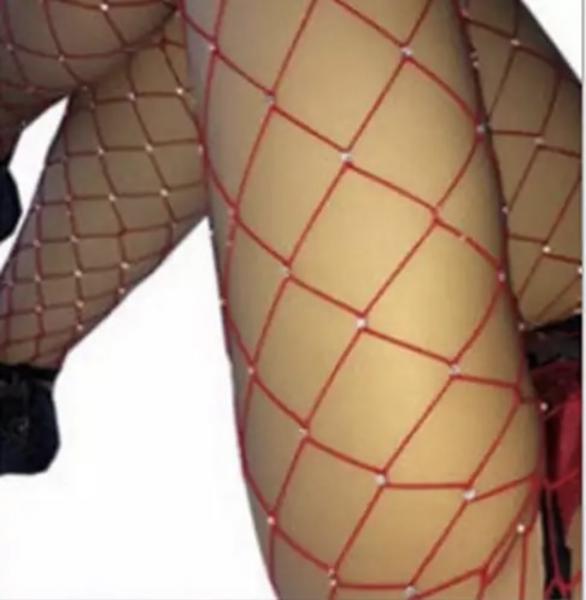 Red Rhinestone fishnet leggings picture