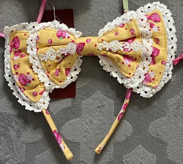 Yellow Bow lace strawberry lolita headband