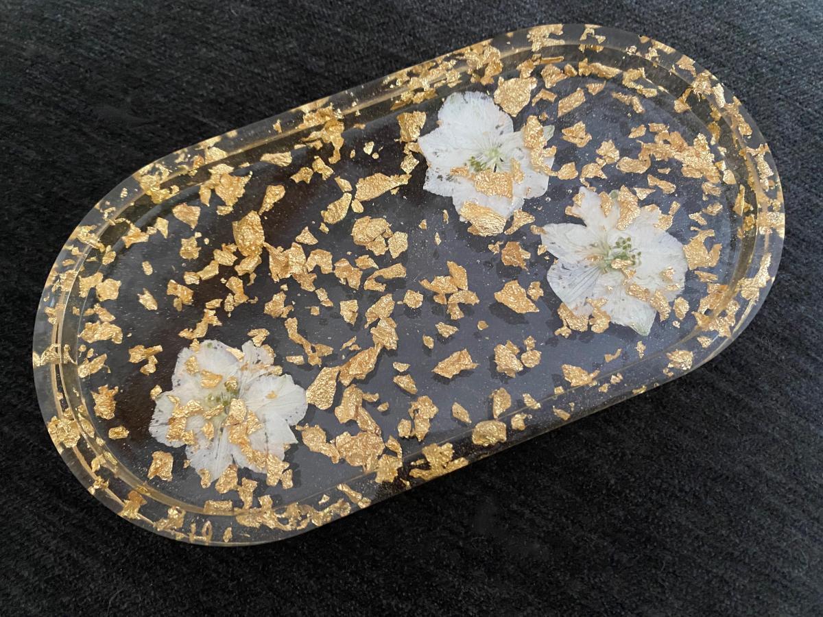Gold Flake Tray | Handmade Gold Flake Jewelry Dish Tray picture