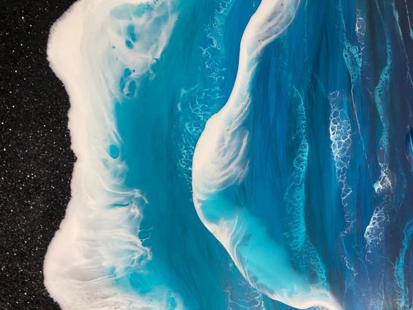 Ocean Art | Black Glitter Turquoise Ocean Epoxy Resin Beach Painting picture