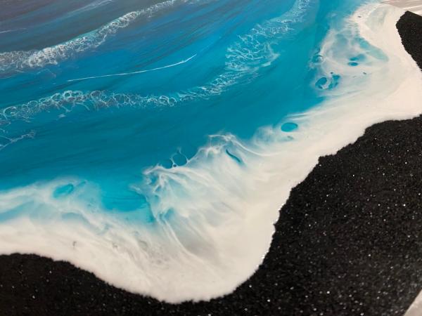 Ocean Art | Black Glitter Turquoise Ocean Epoxy Resin Beach Painting picture