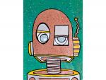 SkeptiBot-'Really, Human?' Robot Art on Epoxy Wood Canvas