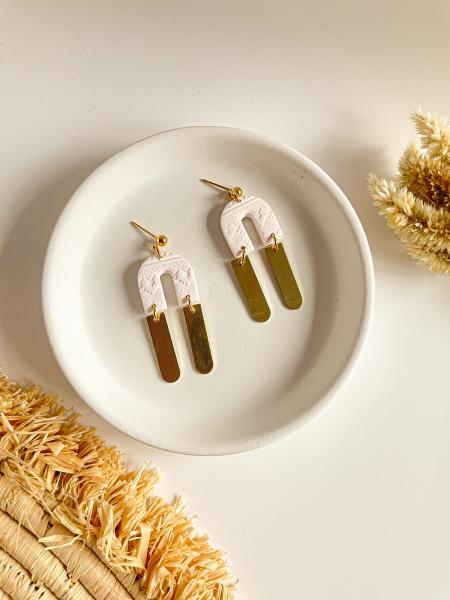 Blaine Earrings in White and Gold