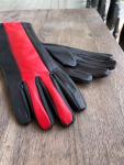 Leather Gloves for Night Wing Cosplay/Long gauntlet/Lamb skin/Black&Red