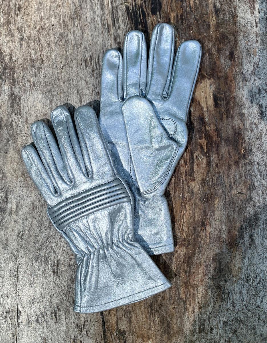 Leather Gloves for Power Rangers Cosplay/Short gauntlet/Top grain cowhide/Silver picture