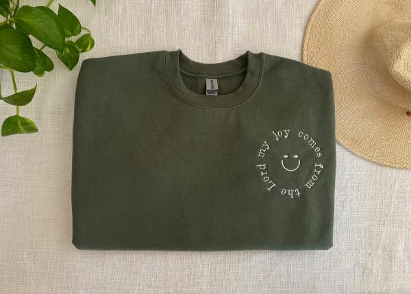 Green Embroidery Hoodie Mockup - Embroidery Crewneck - Bible Verse Hoodie - Smiley Face Hoodie - Adventure Sweatshirt - Comfort Color Mockup