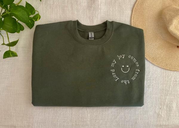 Green Embroidery Hoodie Mockup - Embroidery Crewneck - Bible Verse Hoodie - Smiley Face Hoodie - Adventure Sweatshirt - Comfort Color Mockup picture