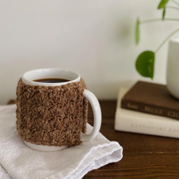 Brown Crochet Mug Cozy - Coffee Mug - Mug Crochet Wrap - Mug Warmer - Coffee Cozy - Tea Cozy - Cup Cozy - Cozies - Handmade - Crochet - Sewn picture