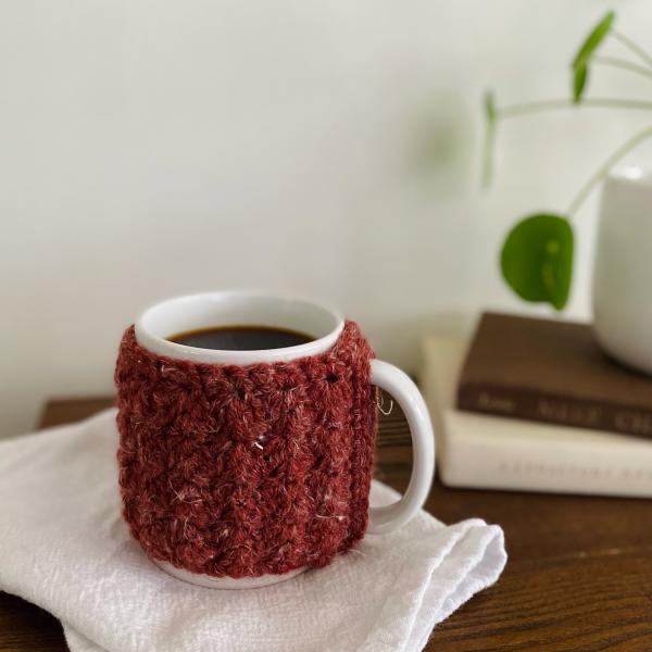 Red Crochet Mug Cozy - Coffee Mug - Mug Crochet Wrap - Mug Warmer - Coffee Cozy - Tea Cozy - Cup Cozy - Cozies - Handmade - Crochet - Sewn picture