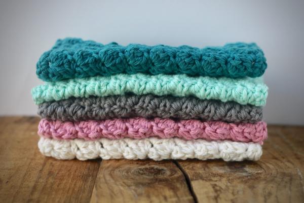 Set of Pink and White 100% Cotton Crochet Dishcloth Washcloth - Dishrag - Sewn Washclothes - Cotton Washcloth - Yarn Washclothes - Washcloth picture