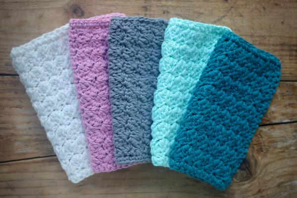 Set of Pink and White 100% Cotton Crochet Dishcloth Washcloth - Dishrag - Sewn Washclothes - Cotton Washcloth - Yarn Washclothes - Washcloth picture