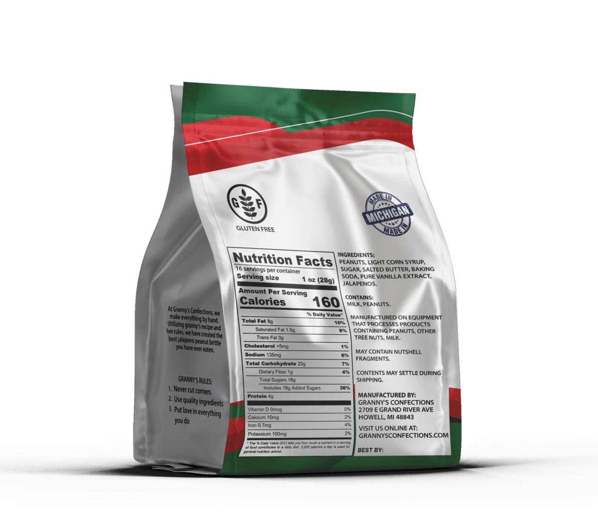 Granny's Confections Handmade Jalapeno Peanut Brittle - One Pound Bag (Jalapeno Peanut Brittle) picture