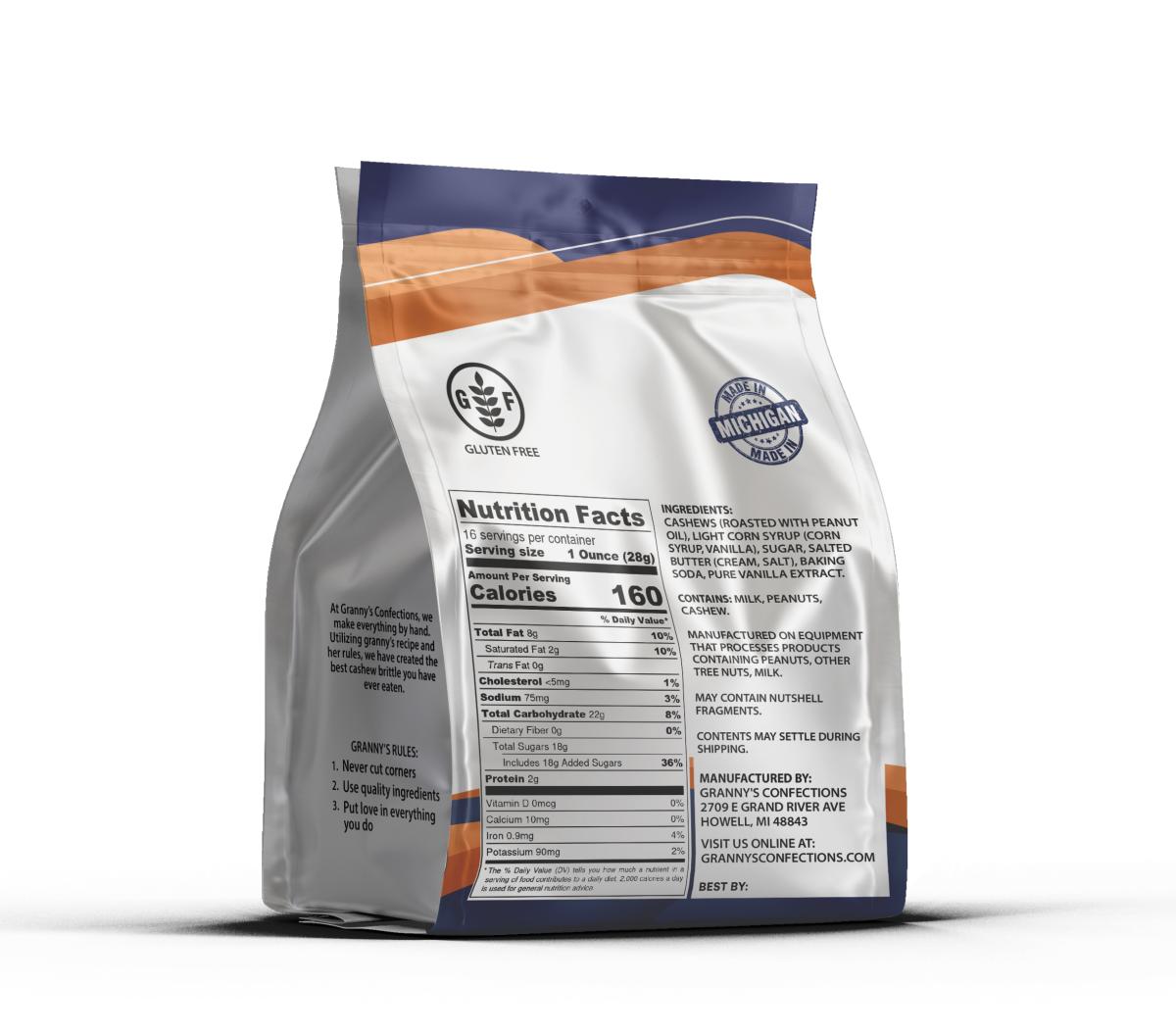 Granny's Confections Handmade Cashew Brittle - One Pound Bag (Cashew Brittle) picture