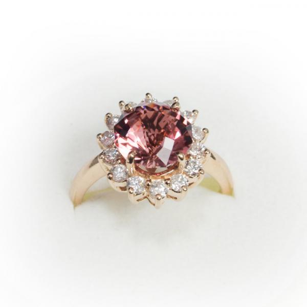 Pink Tourmaline & diamond ring