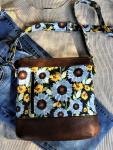 Crossbody bag - blue sunflowers