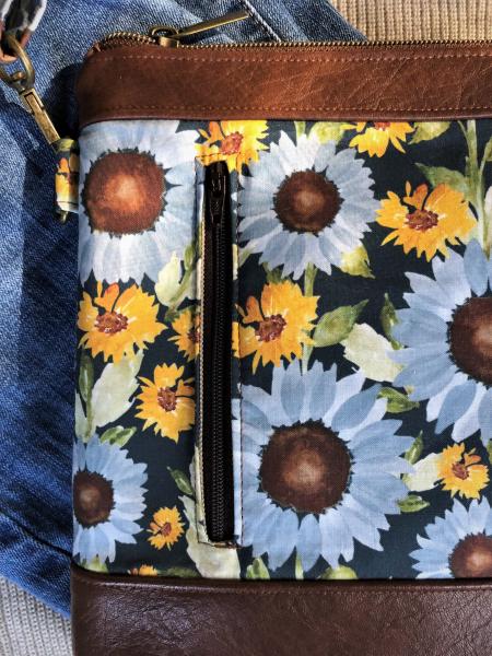 Crossbody bag - blue sunflowers picture