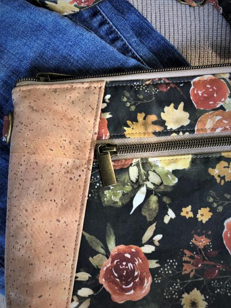Cork Crossbody bag - Autumn floral green/gold picture