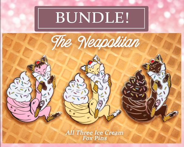 Neapolitan Ice Cream Fox Enamel Pin Bundle! picture