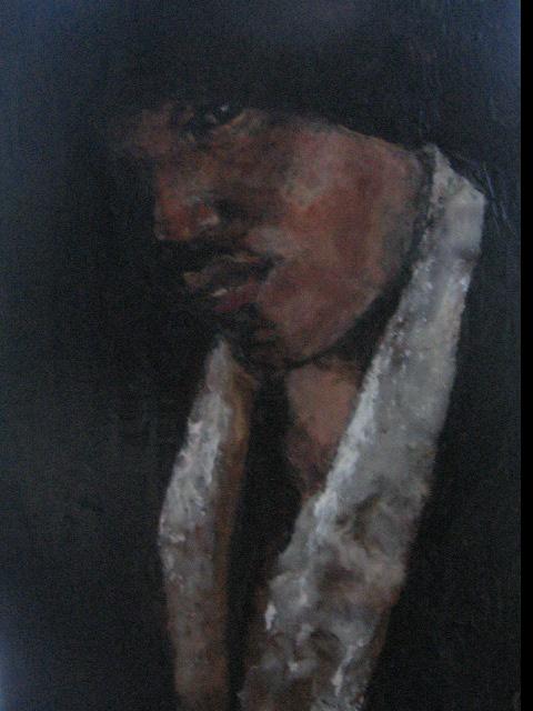 The Boxer, Encaustic figurative painting picture