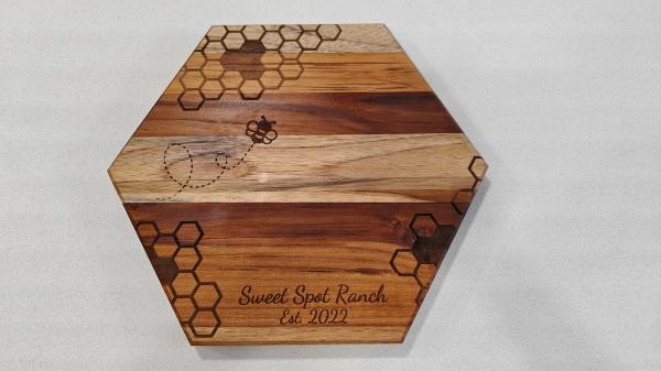 Honeycomb Cutting Board | Bee Serving Board | Housewarming Gift | Charcuterie Board | Teak Wood picture