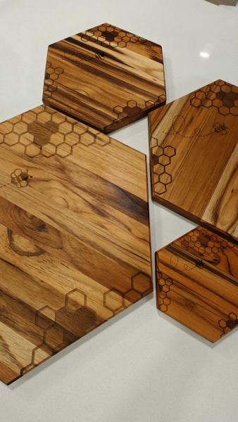 Honeycomb Cutting Board | Bee Serving Board | Housewarming Gift | Charcuterie Board | Teak Wood picture