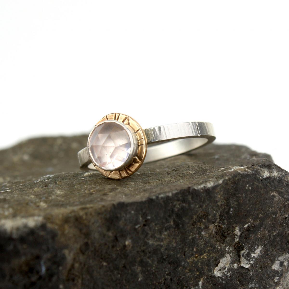 Compass Ring with Rose-cut Rose Quartz picture