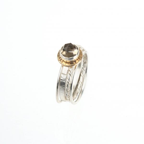 Compass Ring with Rose-cut Smokey Quartz picture