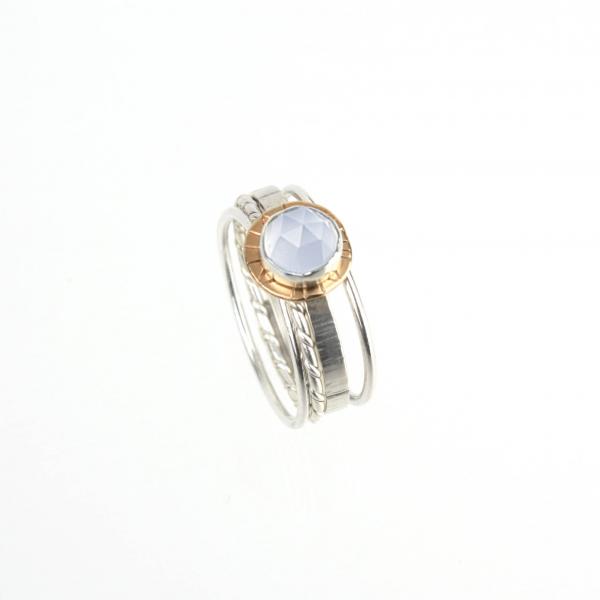 Compass Ring with Rose-cut Blue Chalcedony picture