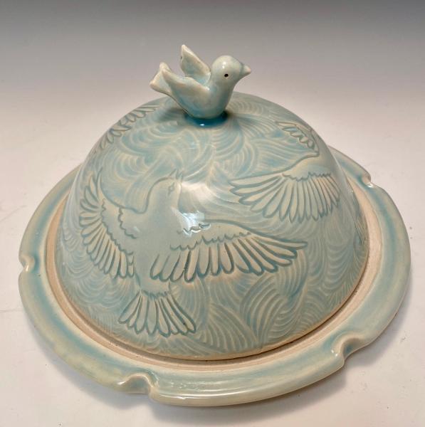 carved bird butter dish picture