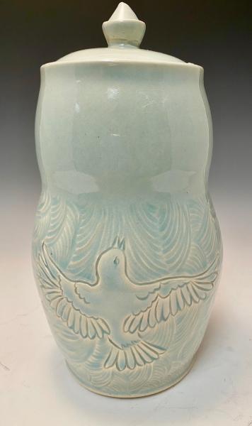 carved bird jar picture