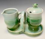 ombre blue-green sugar and creamer set