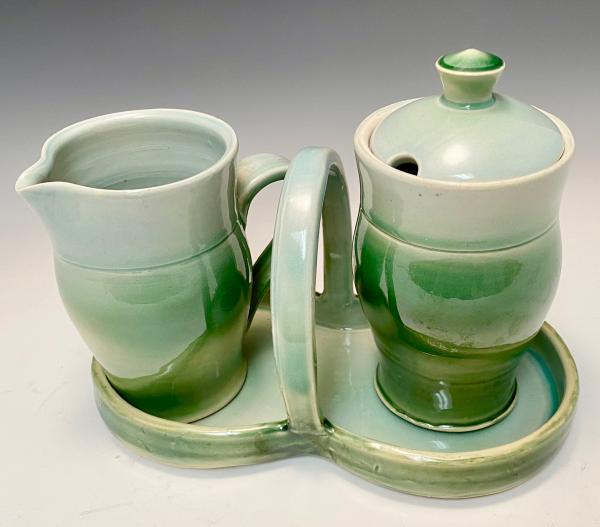 ombre blue-green sugar and creamer set picture