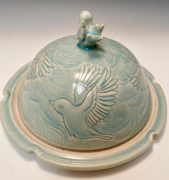 carved bird butter dish picture
