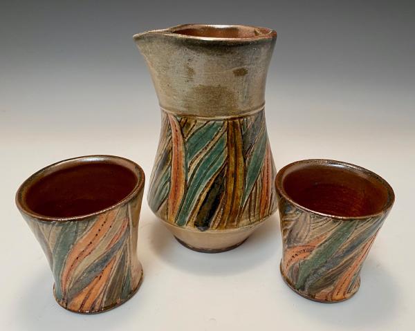 Shino glazed reed saki set