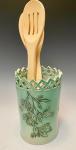 vase/utensil holder with magnolia leaf