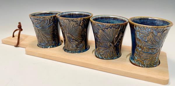 gingko shot glasses on tray