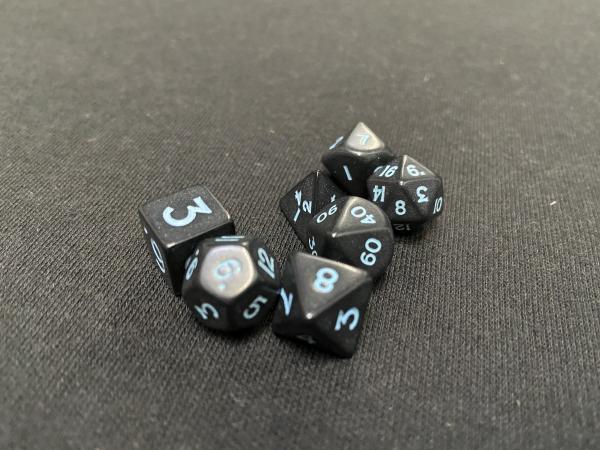 Koplow Opaque Black/Blue Ink 7-Piece Mini-Dice Set picture