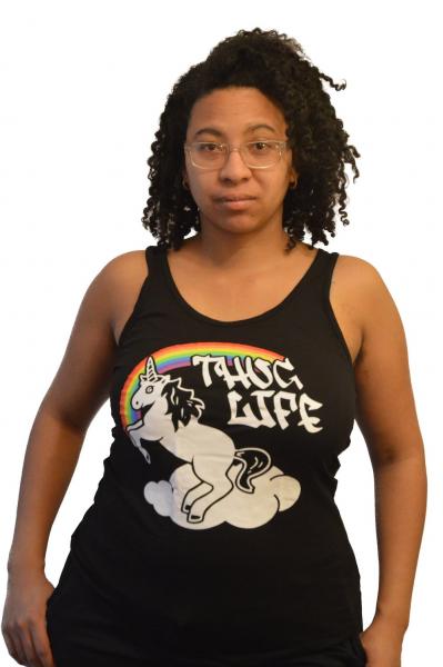 Thug Life Rainbow Unicorn Racerback Tank Top (Black) picture