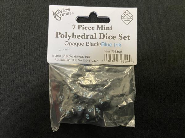 Koplow Opaque Black/Blue Ink 7-Piece Mini-Dice Set picture
