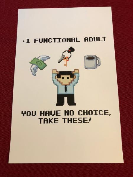 +1 Functional Adult (Male) 11" x 17" Print (White) picture