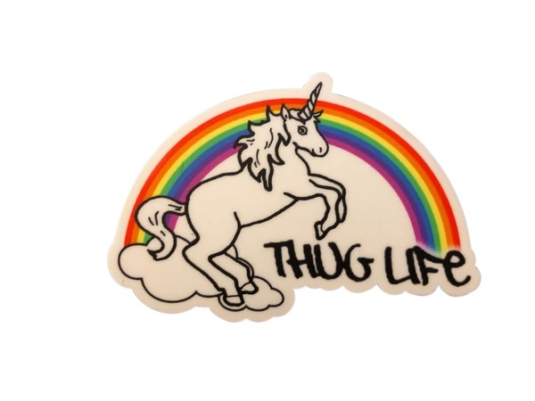 THUG LIFE RAINBOW UNICORN VINYL DECAL (4") picture