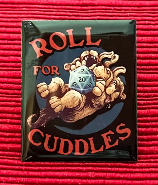 "Roll for Cuddles" Canine/Cerberus Pin