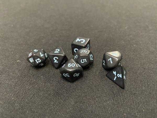 Koplow Opaque Black/Blue Ink 7-Piece Mini-Dice Set picture