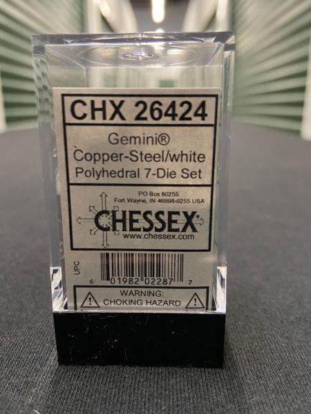 Chessex Gemini Copper-Steel/White Dice picture