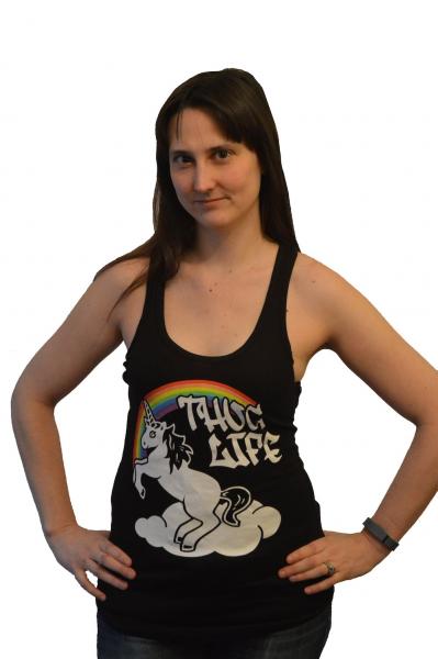 Thug Life Rainbow Unicorn Racerback Tank Top (Black) picture